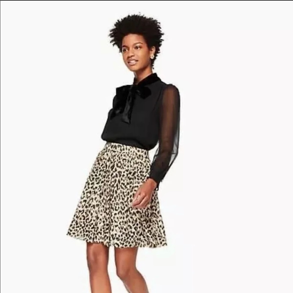 Kate Spade Leopard Clipped Dot Skirt